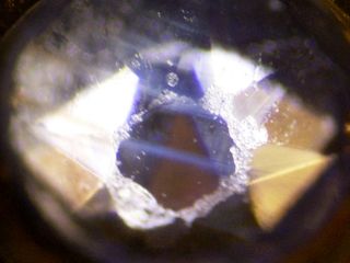 An old sapphire seen through a microscope